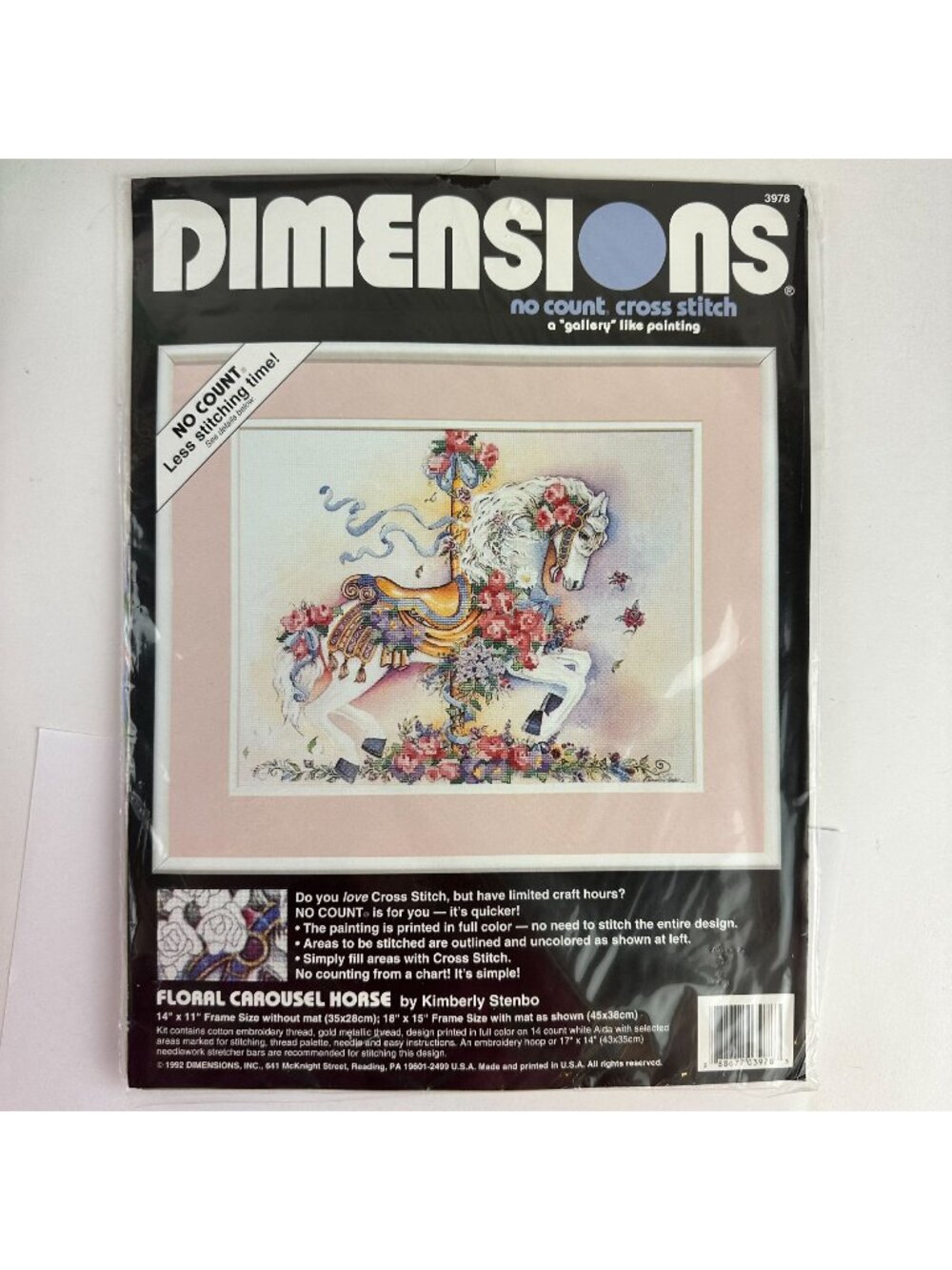 Dimensions No Count Cross Stitch Kit Floral Carousel Horse 3978